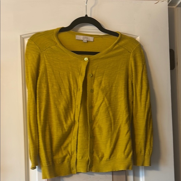 LOFT Mustard Yellow Cardigan Sweater Soft Knit - Picture 1 of 8